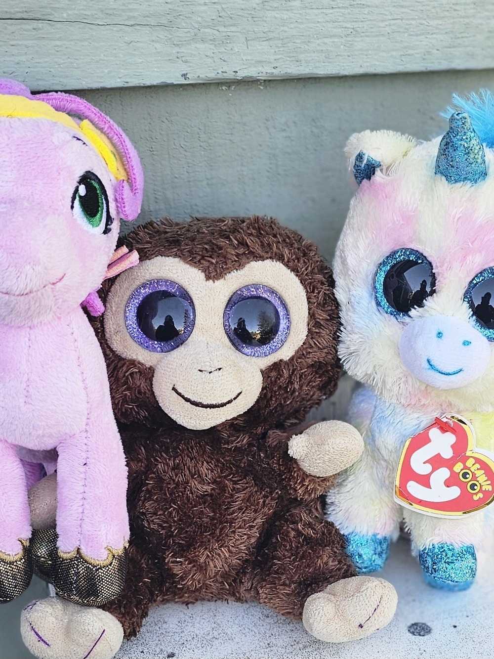 Ty Rainbow Unicorn & Brown Monkey Plush Toy Set - Pink, Brown, Multicolor